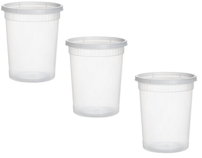 Mr. Miracle 16 Oz Food and Multi-Purpose Plastic Deli Containers with Matching Lids. Sealable. Non-Leaking. Microwavable, Freezer and Dishwasher Safe