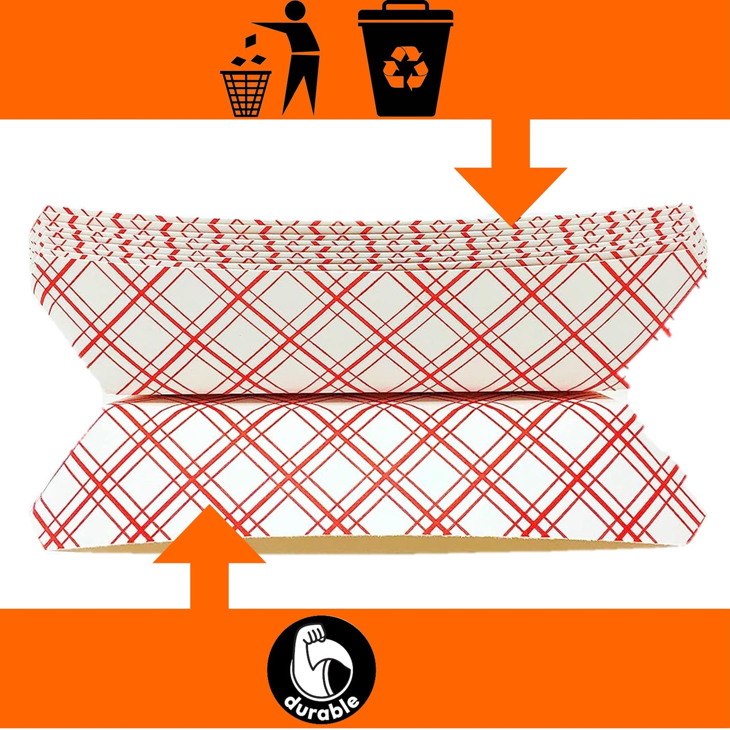 Mr Miracle Kraft Paper Food Tray. 5-Pound Size. Disposable, Recyclable and Fully Biodegradable. Made in USA