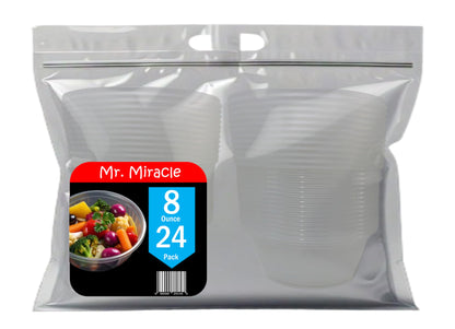 Mr. Miracle 16 Oz Food and Multi-Purpose Plastic Deli Containers with Matching Lids. Sealable. Non-Leaking. Microwavable, Freezer and Dishwasher Safe
