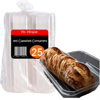 Mr Miracle Clamshell Containers - Clear Disposable Plastic To-Go, Leak-Resistant and Durable for Delivery like Uber Eats, Ideal for Cakes, Salads, Small Sandwich, Personalizable