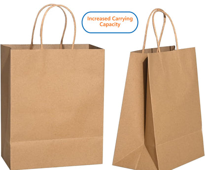 57 Lb Large Kraft Paper Grocery Bags with Handles - 12 x 17 x 7 - Durable, Reusable & Eco-Friendly Shopping Bags, Brown Kraft Take-Out Bags for Retail, To-Go, Any Occasion