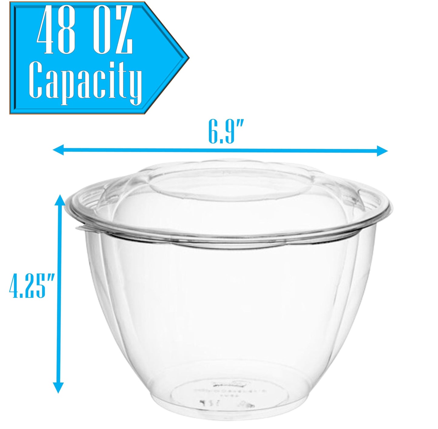 Clear Plastic Salad Bowls with Snap-On Lids(50 Pack)-Airtight Disposable Salad Containers for Lunch, Meal Prep & Parties- Ideal as Disposable Salad Bowls with Lids & Plastic Salad Bowl with Lid