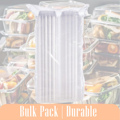 Mr Miracle Clamshell Containers - Clear Disposable Plastic To-Go, Leak-Resistant and Durable for Delivery like Uber Eats, Ideal for Cakes, Salads, Small Sandwich, Personalizable