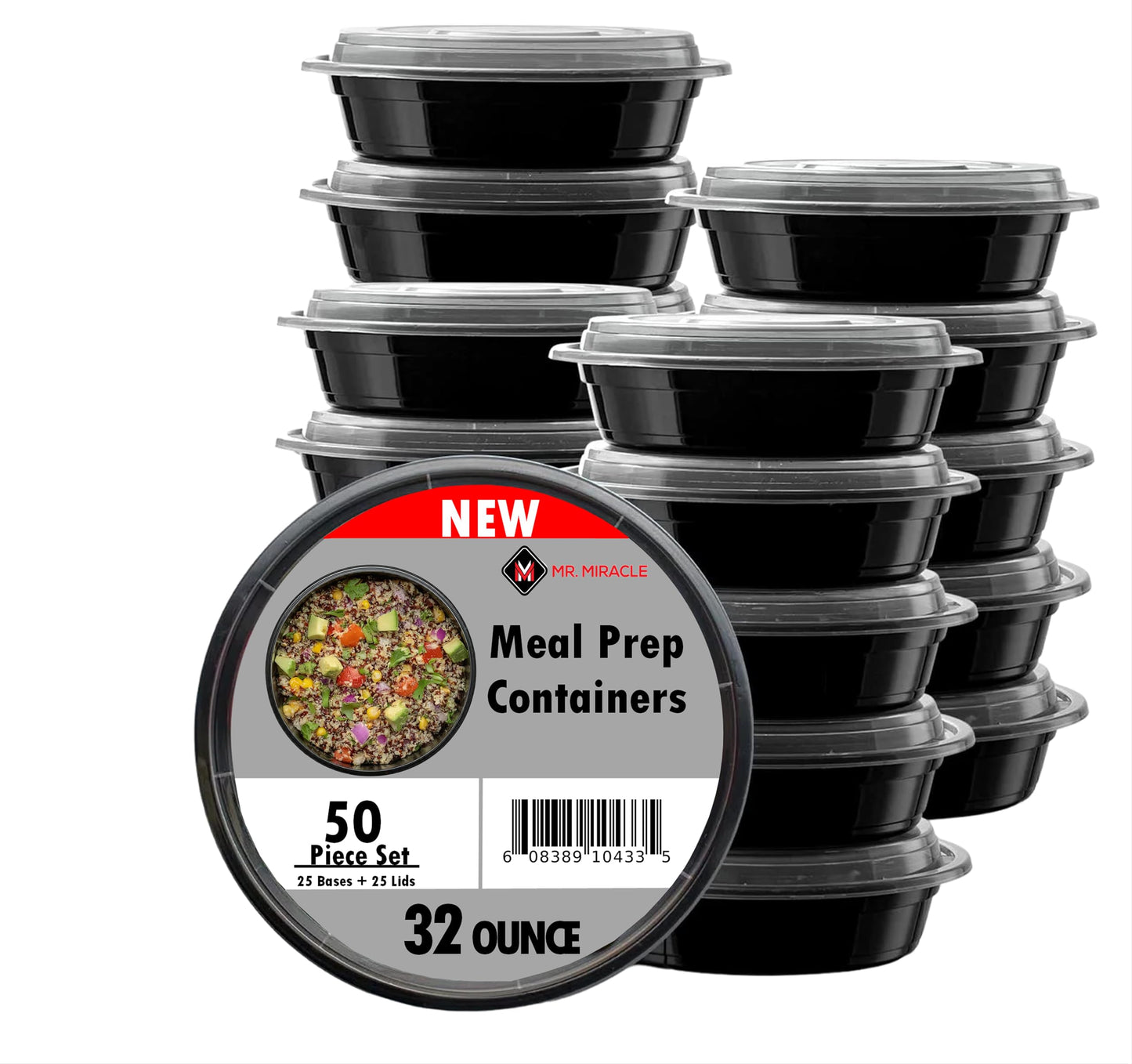 Mr Miracle Clear Plastic Takeout Containers - Durable and Sturdy Clamshell Food Boxes for To-Go and Storage Disposable Clam Shell Containers, Bulk Pack - Easy Open Hinge Design
