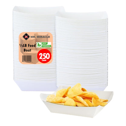 Mr Miracle Paper 1/2 Pound Food Tray. Disposable, Recyclable and Fully Biodegradable. Made in USA