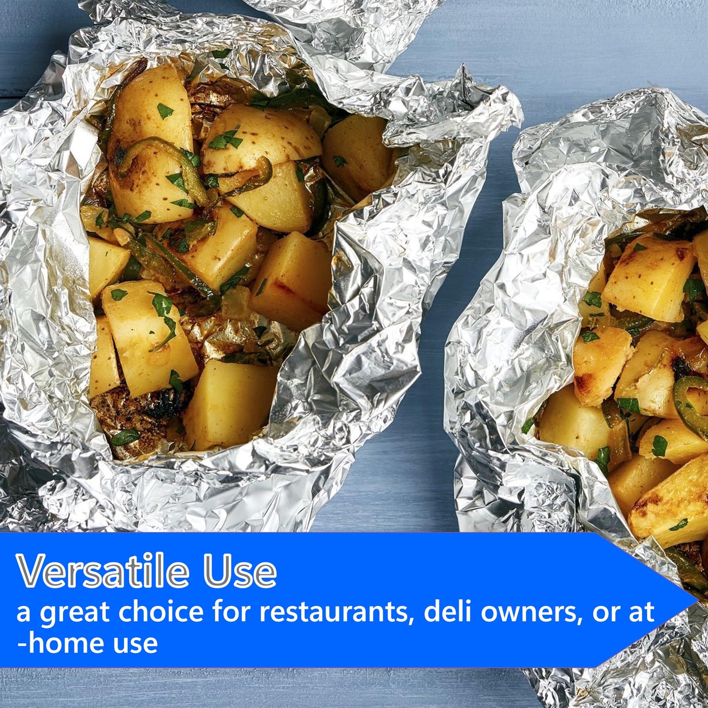 Box of Pre-Cut Aluminum Foil Sheets - Wide and Heat-Tolerant Deli Foil Sheets, 100% Aluminum, Ideal for Food Wrapping, Grilling & Freezing, Convenient Dispenser