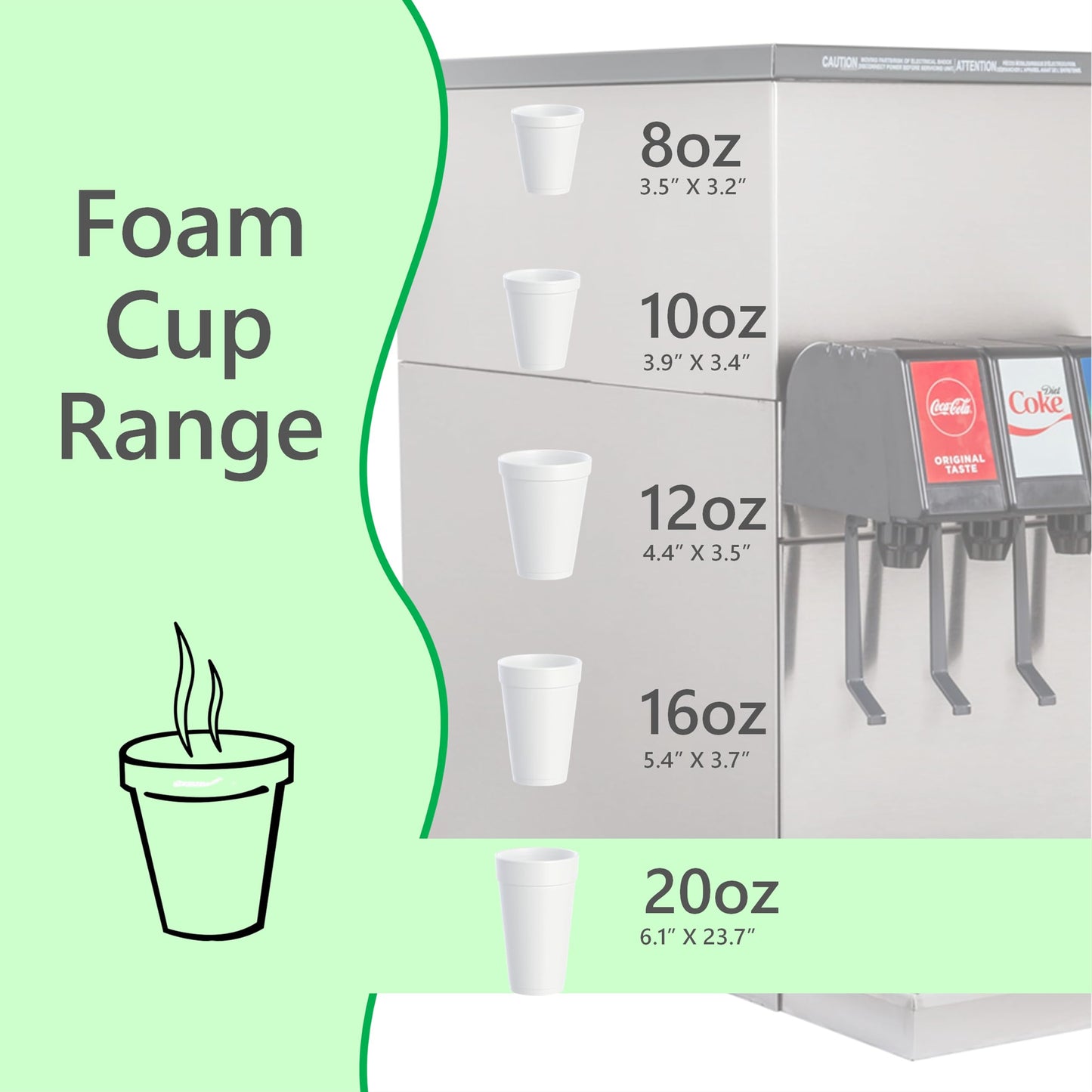 Foam Cups for Hot and Cold Drinks With Lids, USA-Made 50-Pack - Ideal Styrofoam Coffee Cups, Insulating To-Go Cups for Soda, Tea, Juice - Sturdy, Disposable and comparable to Industry standard