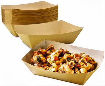 Mr Miracle Kraft Paper Food Tray. 2 Pound Size. Disposable, Recyclable and Fully Biodegradable. Made in USA