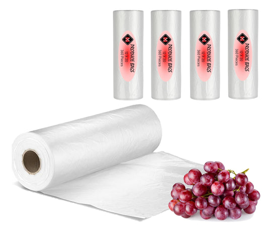 Mr Miracle Plastic Produce Bags for Food Storage - 12"x20" Clear Grocery Bag for Fruits, Vegetables, Bread - Easy Peel-Off Design, Continuous Roll, 1.75" Core, Pack of 350 Bags [1 roll]