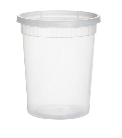 Mr. Miracle 16 Oz Food and Multi-Purpose Plastic Deli Containers with Matching Lids. Sealable. Non-Leaking. Microwavable, Freezer and Dishwasher Safe