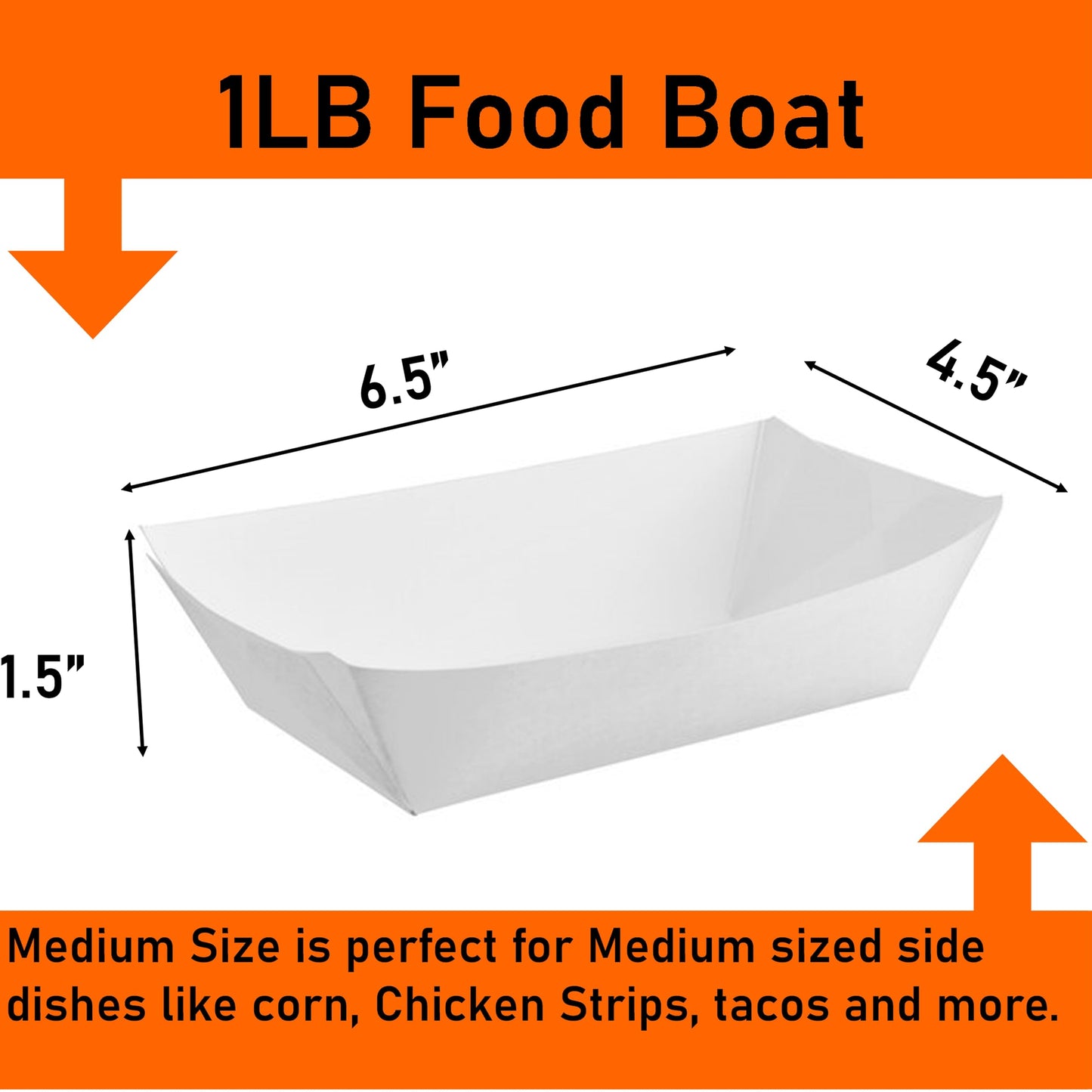 Mr Miracle White and Red Paper Food Tray. 1-Pound Size. Disposable, Recyclable and Fully Biodegradable. Made in USA