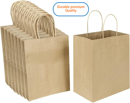 57 Lb Large Kraft Paper Grocery Bags with Handles - 12 x 17 x 7 - Durable, Reusable & Eco-Friendly Shopping Bags, Brown Kraft Take-Out Bags for Retail, To-Go, Any Occasion