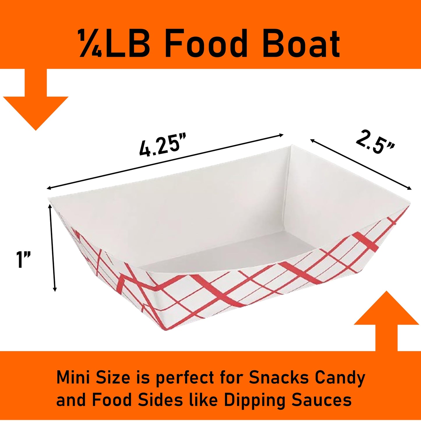 Mr Miracle Kraft Paper Food Tray. 1/4 - Pound Size. Disposable, Recyclable and Fully Biodegradable. Made in USA