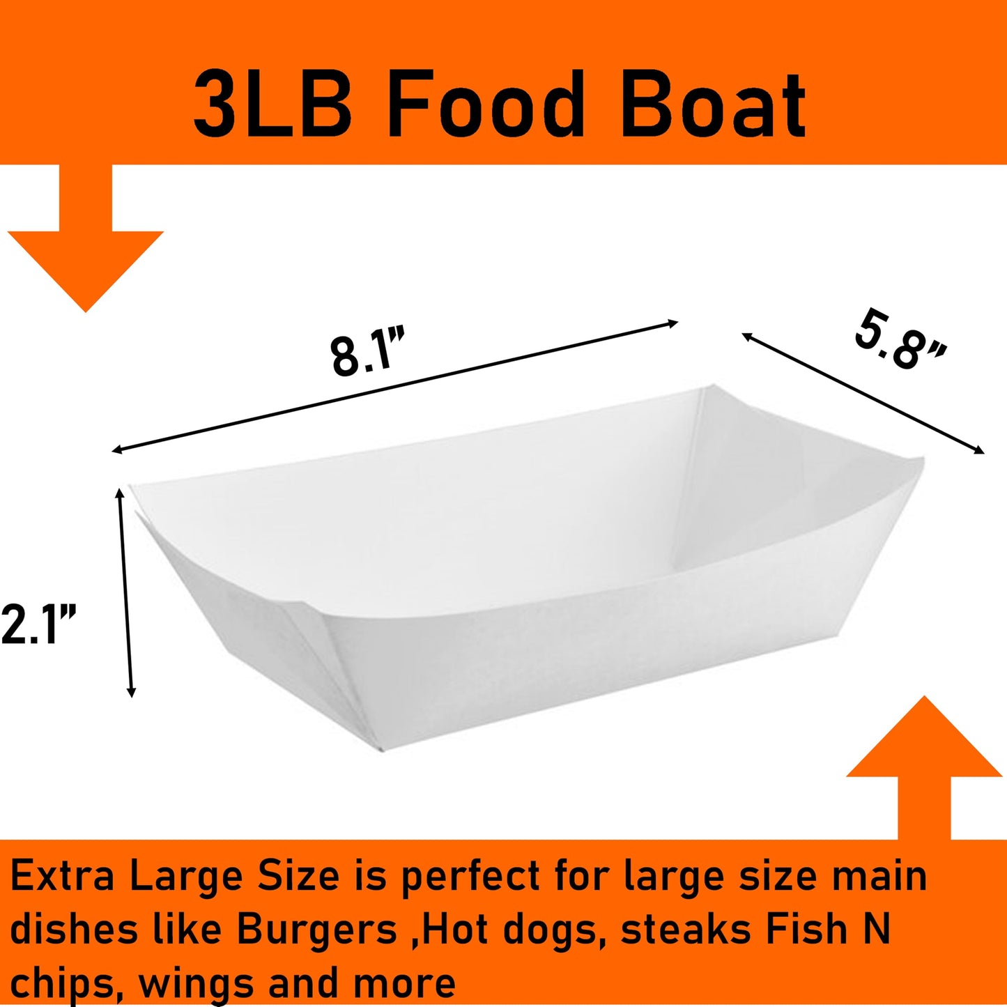 Kraft Paper Food Tray. 3 Pound Size. Disposable, Recyclable and Fully Biodegradable. Made in USA