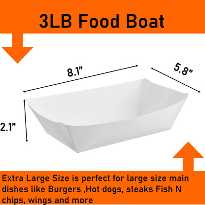 Kraft Paper Food Tray. 3 Pound Size. Disposable, Recyclable and Fully Biodegradable. Made in USA