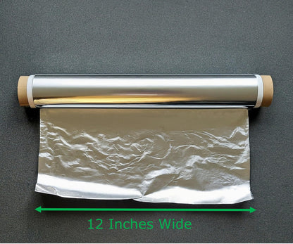 Heavy Duty Aluminum Foil Roll with Easy Tear Dispenser - 200 FT x 12 Inch Wide Tin Foil for Food Wrapping, BBQ, Grilling & Roasting - Non-Stick Aluminum Roll for Kitchen Use