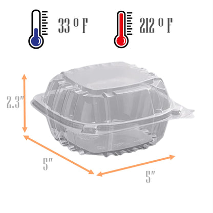 Mr Miracle Clamshell Containers - Clear Disposable Plastic To-Go, Leak-Resistant and Durable for Delivery like Uber Eats, Ideal for Cakes, Salads, Small Sandwich, Personalizable