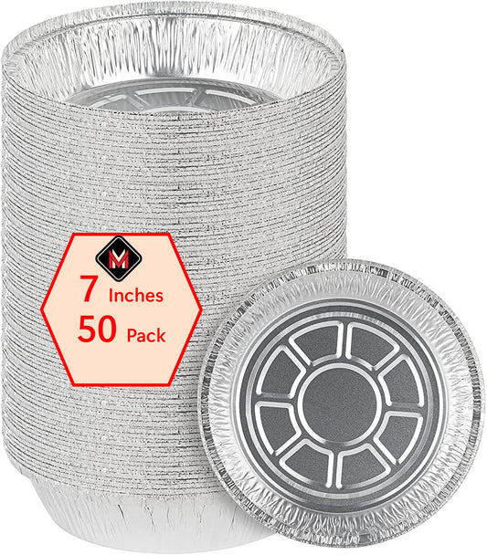 Mr Miracle Disposable Round Aluminum Foil Pans. Pack Of 50. Cakes, Breads, BBQ/Food Prep