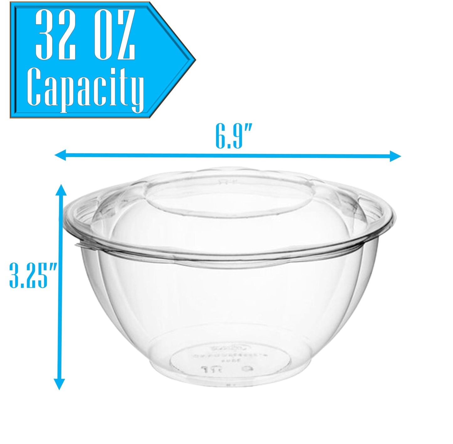 Clear Plastic Salad Bowls with Snap-On Lids(50 Pack)-Airtight Disposable Salad Containers for Lunch, Meal Prep & Parties- Ideal as Disposable Salad Bowls with Lids & Plastic Salad Bowl with Lid