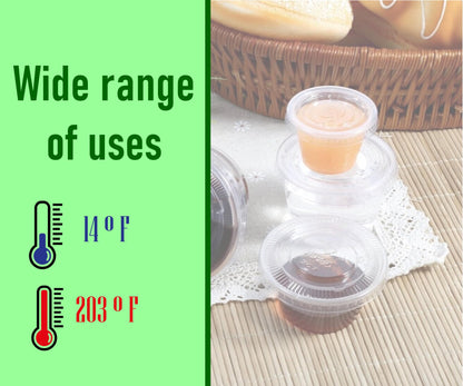 Mr. Miracle Jello Shot Souffle Cups and Lids. Translucent. Multi Packs