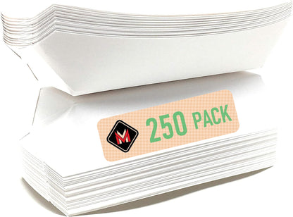 Mr Miracle 7 Inch Paper Hot Dog Tray in Red White Pattern. Disposable, Recyclable and Fully Biodegradable.