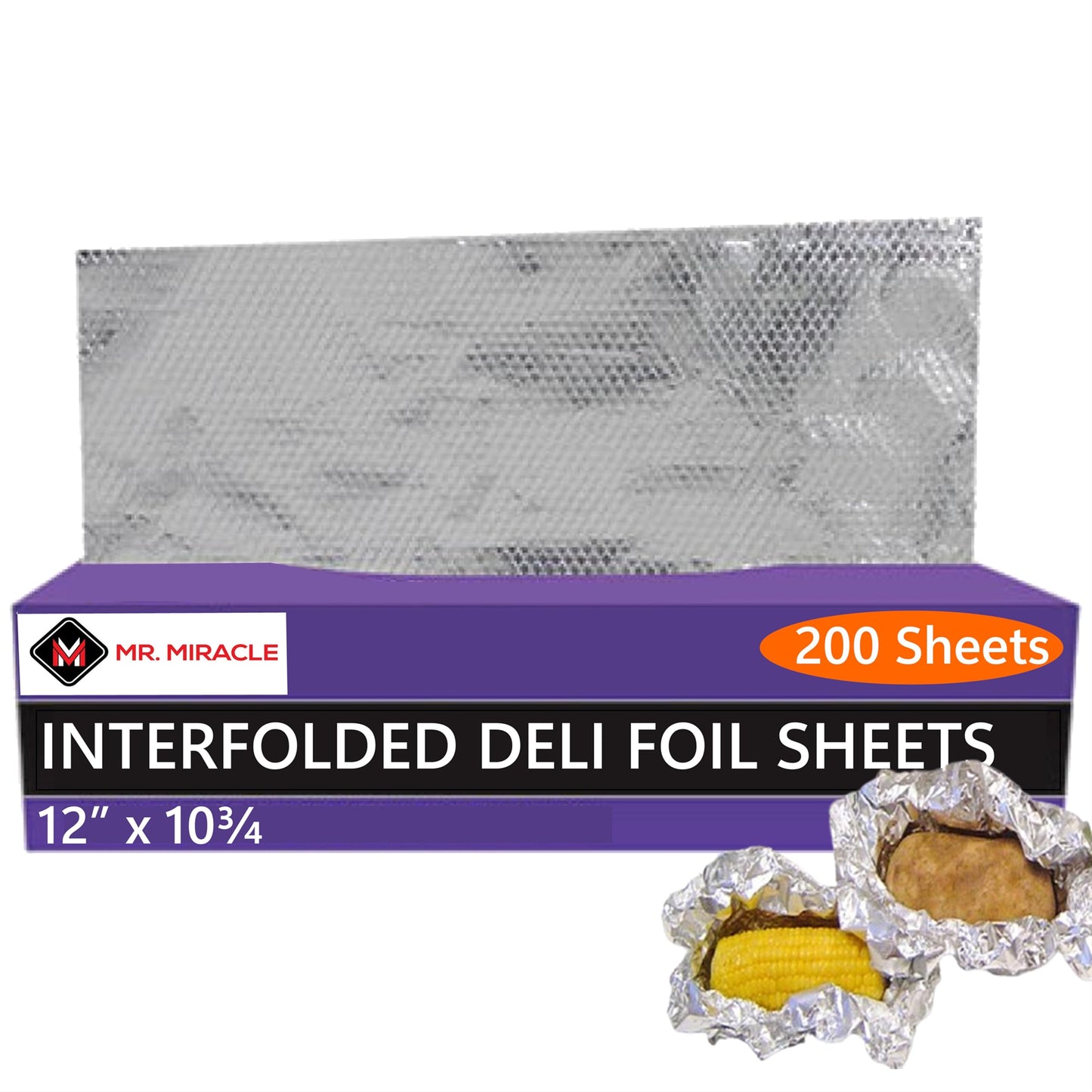 Box of Pre-Cut Aluminum Foil Sheets - Wide and Heat-Tolerant Deli Foil Sheets, 100% Aluminum, Ideal for Food Wrapping, Grilling & Freezing, Convenient Dispenser