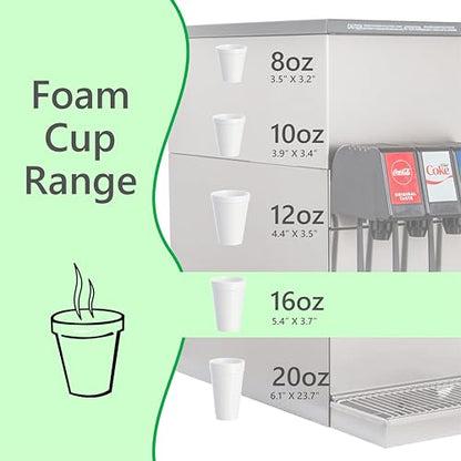 Foam Cups for Hot and Cold Drinks With Lids, USA-Made 50-Pack - Ideal Styrofoam Coffee Cups, Insulating To-Go Cups for Soda, Tea, Juice - Sturdy, Disposable and comparable to Industry standard