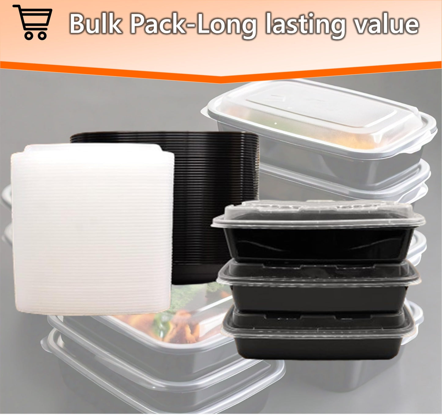 Mr Miracle Clear Plastic Takeout Containers - Durable and Sturdy Clamshell Food Boxes for To-Go and Storage Disposable Clam Shell Containers, Bulk Pack - Easy Open Hinge Design