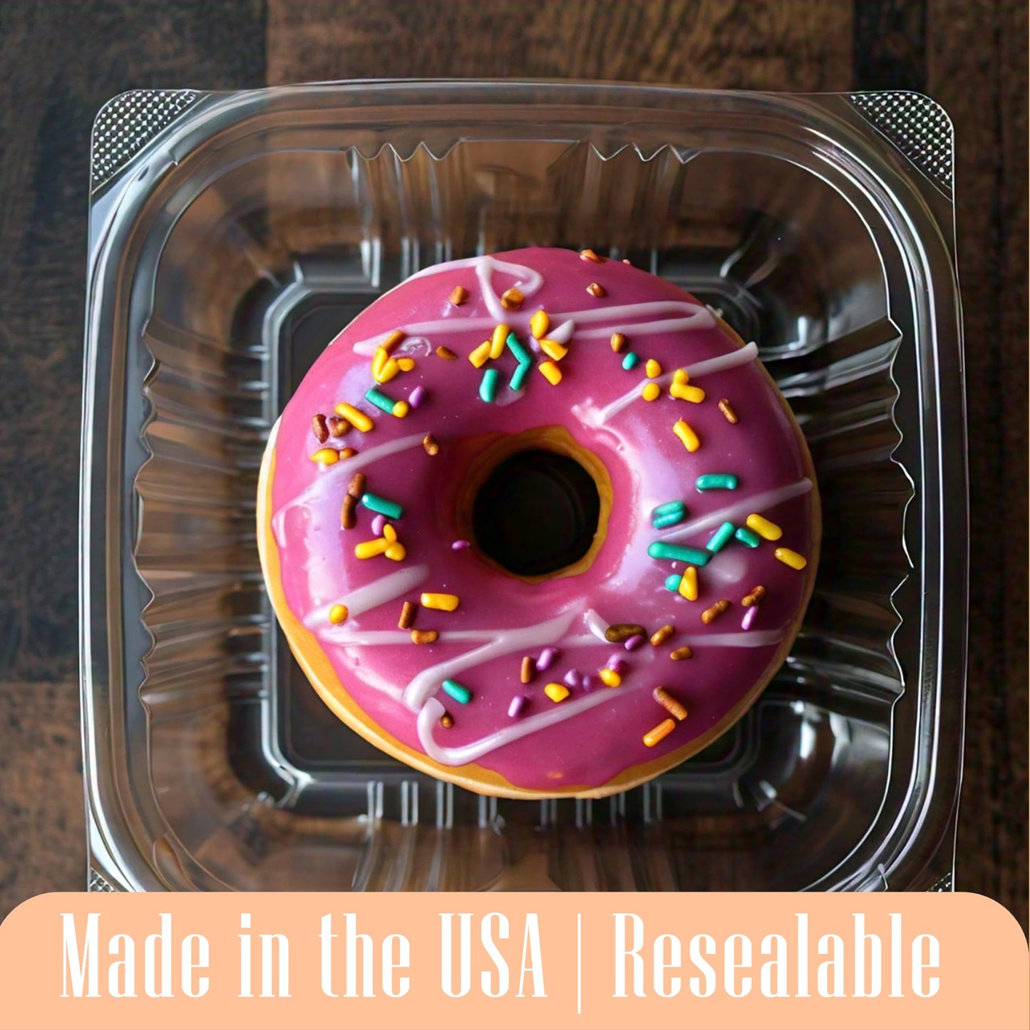 Mr Miracle Clamshell Containers - Clear Disposable Plastic To-Go, Leak-Resistant and Durable for Delivery like Uber Eats, Ideal for Cakes, Salads, Small Sandwich, Personalizable