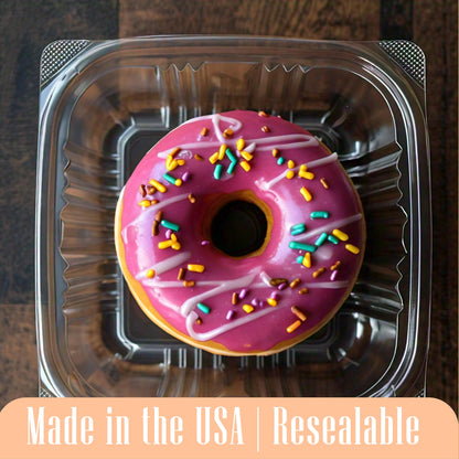 Mr Miracle Clamshell Containers - Clear Disposable Plastic To-Go, Leak-Resistant and Durable for Delivery like Uber Eats, Ideal for Cakes, Salads, Small Sandwich, Personalizable