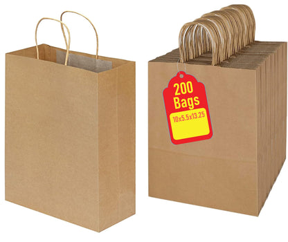 Premium Paper Bags with Handles - Multi-Pack, Ideal for Shopping, Wedding, Business, Retail, Craft, Gifts & More - Durable, 100% Recyclable Quality