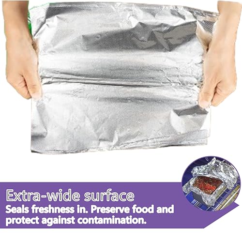 Box of Pre-Cut Aluminum Foil Sheets - Wide and Heat-Tolerant Deli Foil Sheets, 100% Aluminum, Ideal for Food Wrapping, Grilling & Freezing, Convenient Dispenser