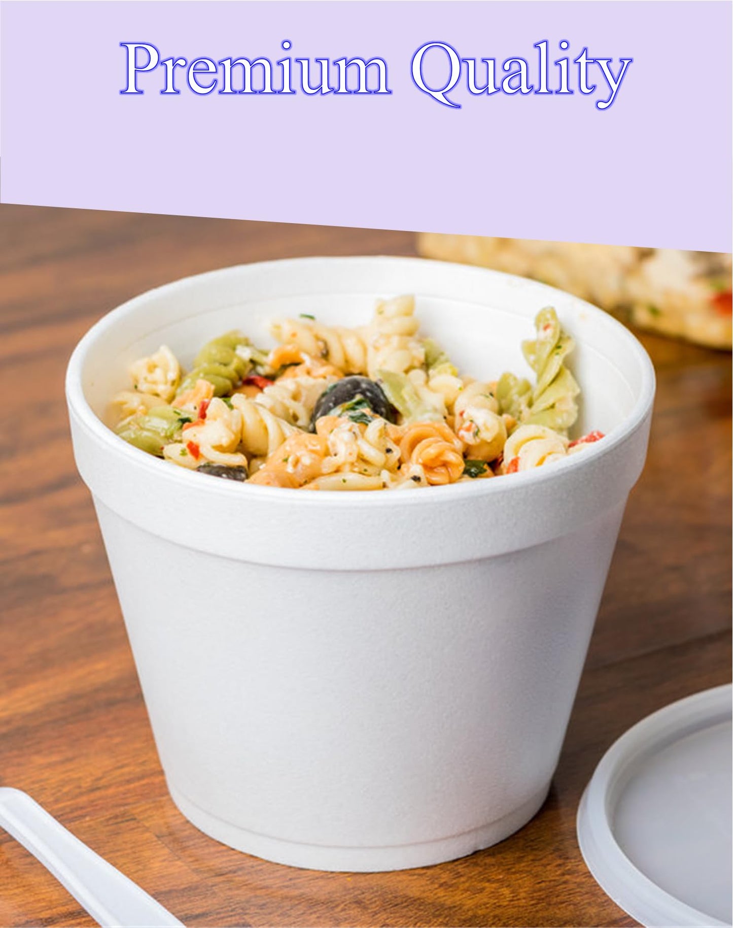 Foam Bowl with Lid for Hot and Cold Foods – 8 Ounce Disposable Soup Container with Vented Lid, Great for Ice Cream, Yogurt, Soup, Takeout [100 pack]