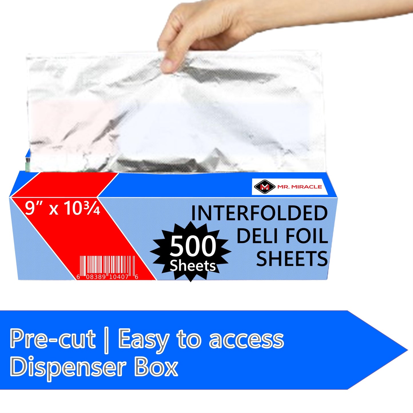Box of Pre-Cut Aluminum Foil Sheets - Wide and Heat-Tolerant Deli Foil Sheets, 100% Aluminum, Ideal for Food Wrapping, Grilling & Freezing, Convenient Dispenser
