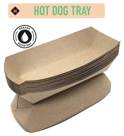 Mr Miracle 7 Inch Paper Hot Dog Tray in Red White Pattern. Disposable, Recyclable and Fully Biodegradable.