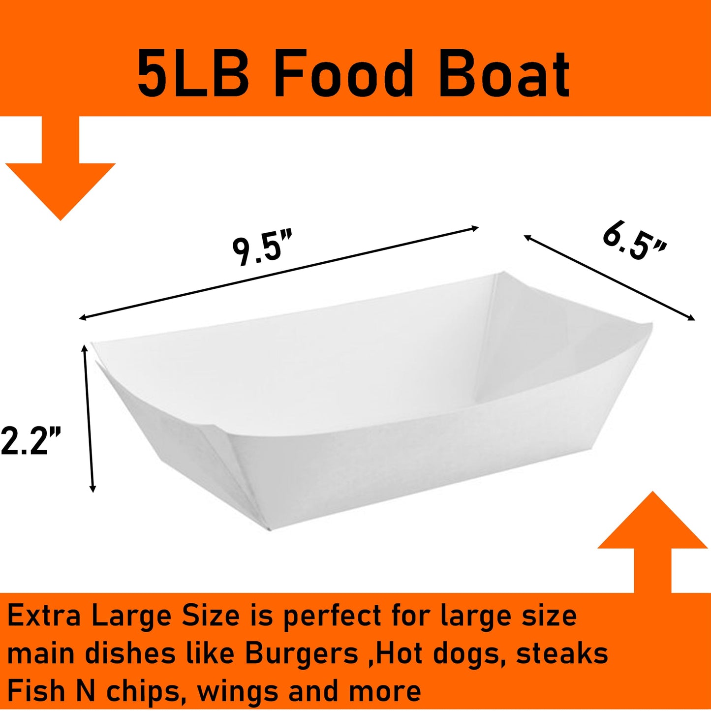 Mr Miracle Kraft Paper Food Tray. 5-Pound Size. Disposable, Recyclable and Fully Biodegradable. Made in USA