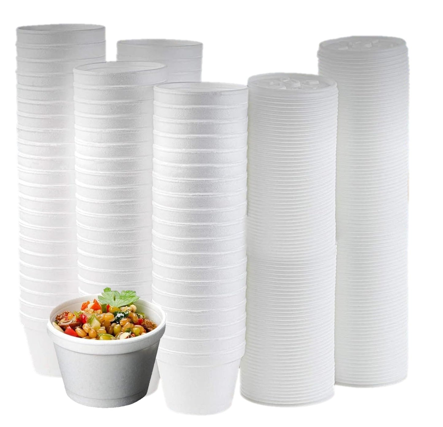 Mr Miracle 8 Ounce Foam Cup with Vented Lid in White. Hot and Cold Foods. For Ice Cream, Yogurt, Soup, Takeout, Carryout. Model MM-8SJ20/20JL