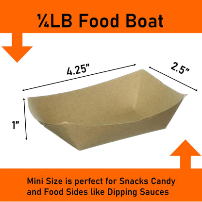 Mr Miracle Kraft Paper Food Tray. 1/4 - Pound Size. Disposable, Recyclable and Fully Biodegradable. Made in USA