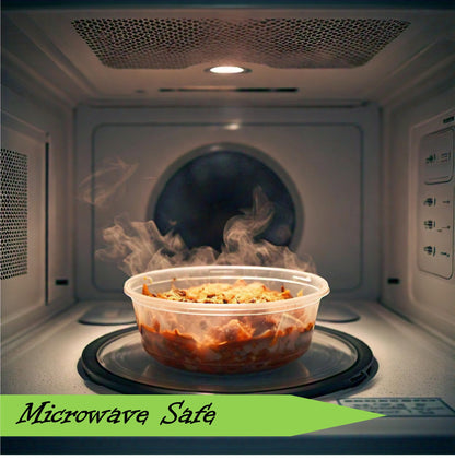 Mr. Miracle 16 Oz Food and Multi-Purpose Plastic Deli Containers with Matching Lids. Sealable. Non-Leaking. Microwavable, Freezer and Dishwasher Safe