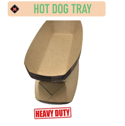 Mr Miracle 7 Inch Paper Hot Dog Tray in Red White Pattern. Disposable, Recyclable and Fully Biodegradable.