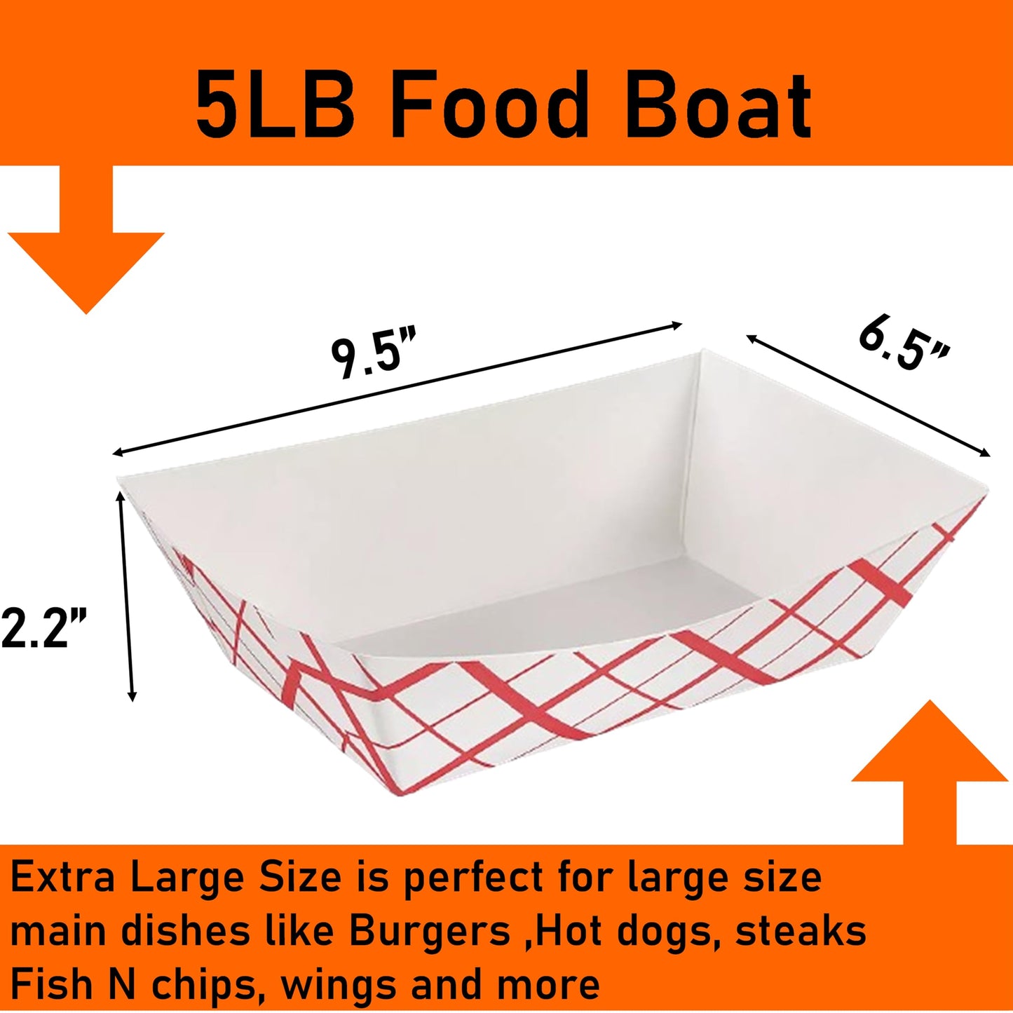 Mr Miracle Kraft Paper Food Tray. 5-Pound Size. Disposable, Recyclable and Fully Biodegradable. Made in USA
