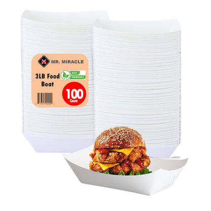 Kraft Paper Food Tray. 3 Pound Size. Disposable, Recyclable and Fully Biodegradable. Made in USA