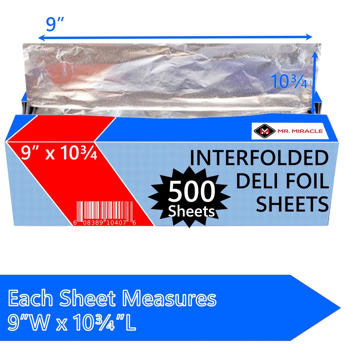 Box of Pre-Cut Aluminum Foil Sheets - Wide and Heat-Tolerant Deli Foil Sheets, 100% Aluminum, Ideal for Food Wrapping, Grilling & Freezing, Convenient Dispenser