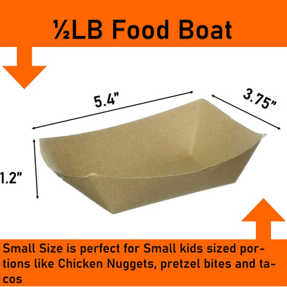 Mr Miracle Paper 1/2 Pound Food Tray. Disposable, Recyclable and Fully Biodegradable. Made in USA