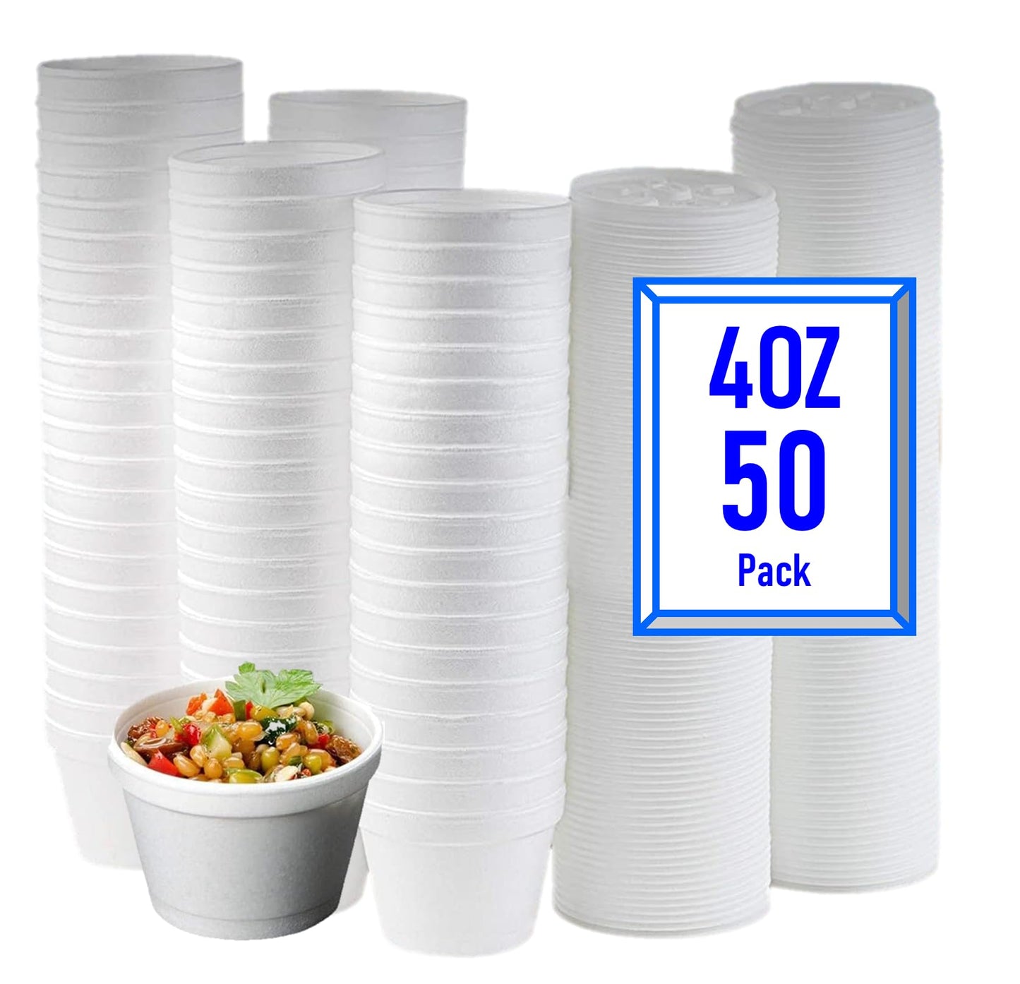 Mr Miracle 8 Ounce Foam Cup with Vented Lid in White. Hot and Cold Foods. For Ice Cream, Yogurt, Soup, Takeout, Carryout. Model MM-8SJ20/20JL