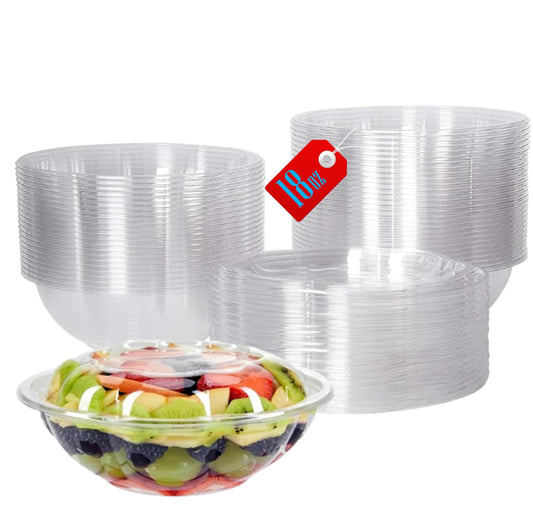 Clear Plastic Salad Bowls with Snap-On Lids(50 Pack)-Airtight Disposable Salad Containers for Lunch, Meal Prep & Parties- Ideal as Disposable Salad Bowls with Lids & Plastic Salad Bowl with Lid