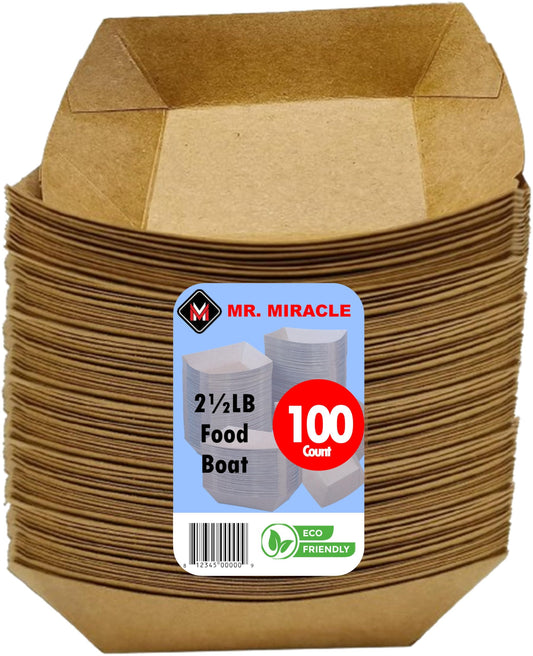 Mr. Miracle White and Red Paper Food Tray. 2.5-Pound Size