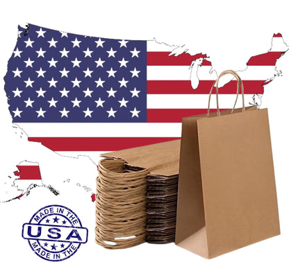 Premium Paper Bags with Handles - Multi-Pack, Ideal for Shopping, Wedding, Business, Retail, Craft, Gifts & More - Durable, 100% Recyclable Quality
