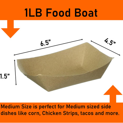 Mr Miracle White and Red Paper Food Tray. 1-Pound Size. Disposable, Recyclable and Fully Biodegradable. Made in USA
