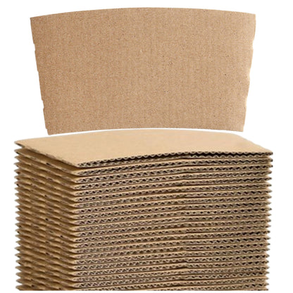 Mr Miracle Disposable Brown Coffee Sleeves - Eco-Friendly Kraft Jacket Beverage Sleeves for Paper Cups, Fits 10-20oz - Bulk Coffee Sleeves Multi Pack for Cafés & Shops